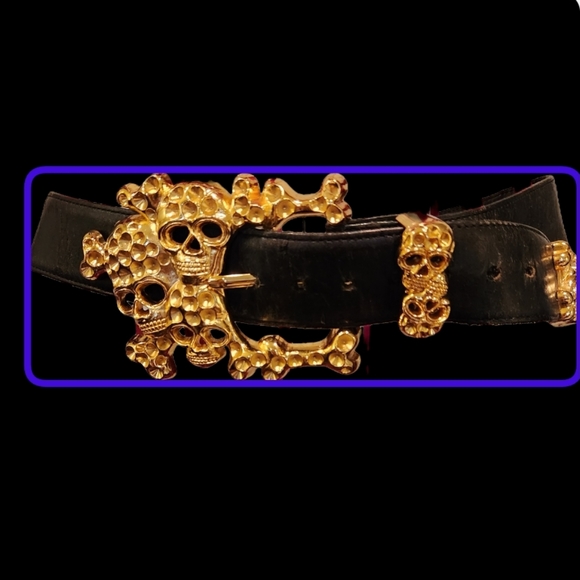 DANTE' HUGH GOLD SKULLS BELT.VERY RARE - Picture 2 of 6